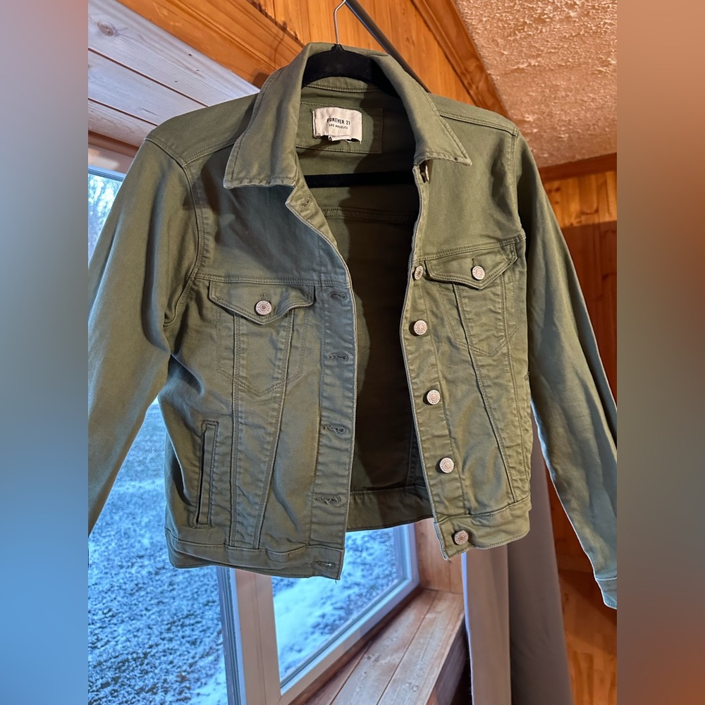 Forever 21 green denim jacket
